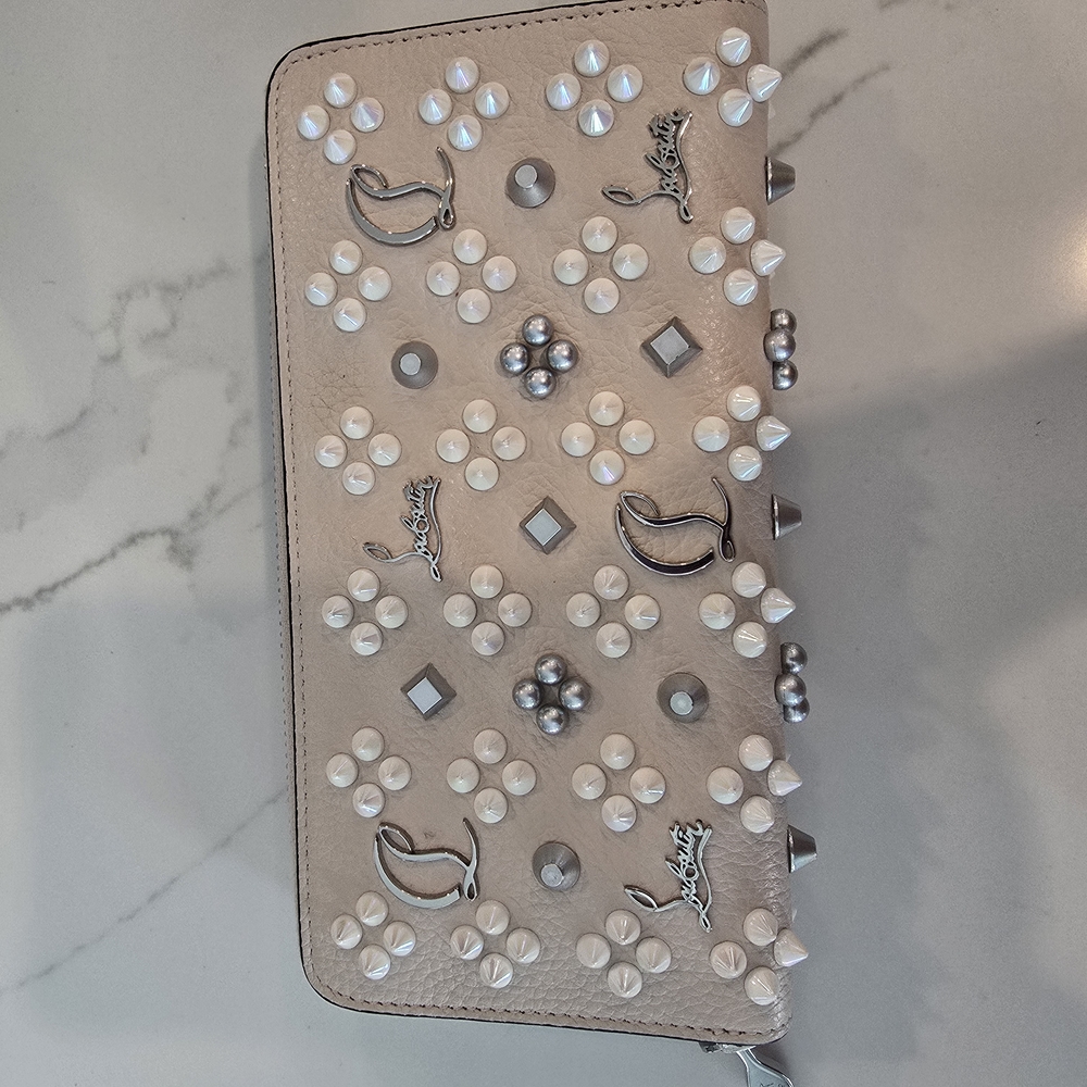 Christian Louboutin Beige Studded Leather Wallet